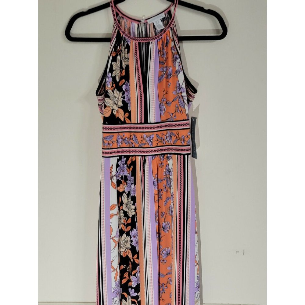 London Times Maxi orange / black Peep hole Maxi Dress. Size 6